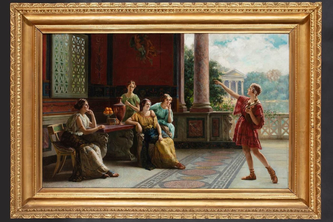 Gemälde von Guglielmo Zocchi (1874 - 1932?) mit pompejanischer Szene